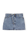 Crinkle Denim Mini Skirt, Cotton, in colour Mid Blue Stone - 1 - GANNI