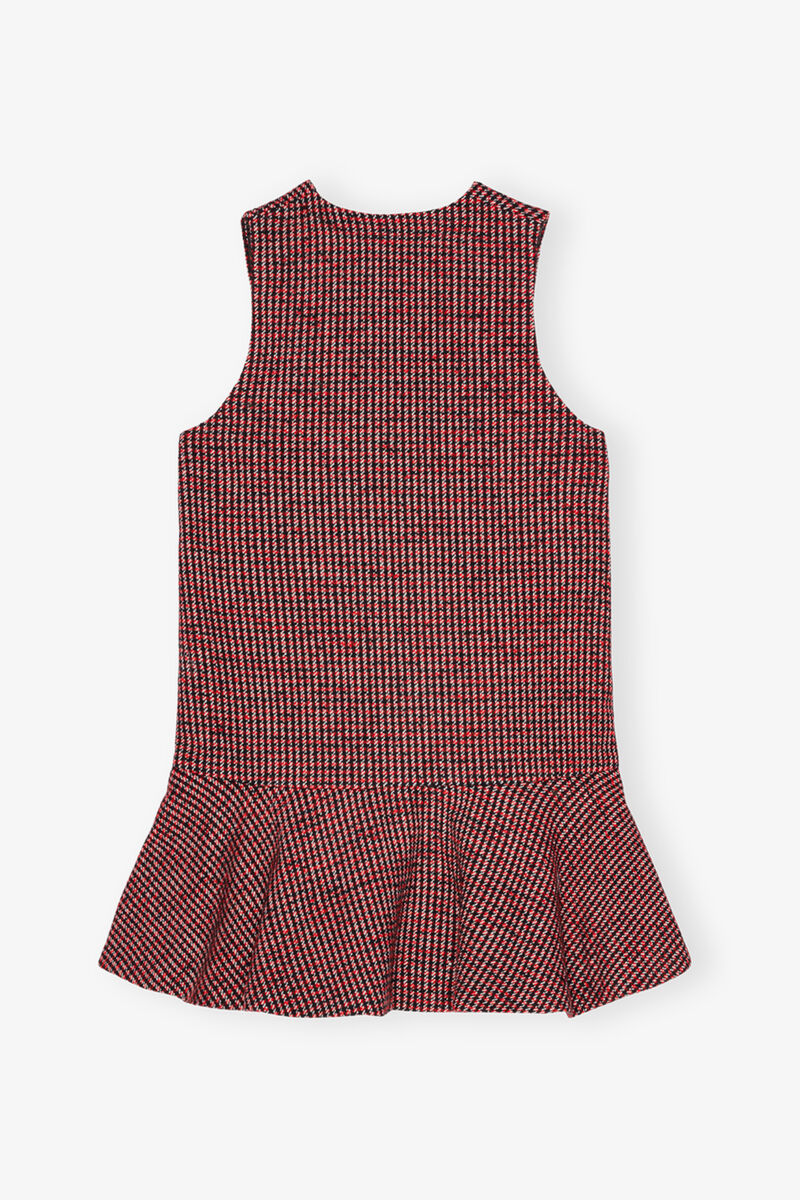 Red Check Mini Dress, Recycled Polyester, in colour Racing Red - 2 - GANNI