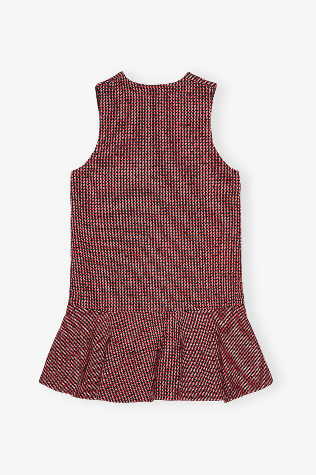 Red Check Mini Dress, Recycled Polyester, in colour Racing Red - 2 - GANNI