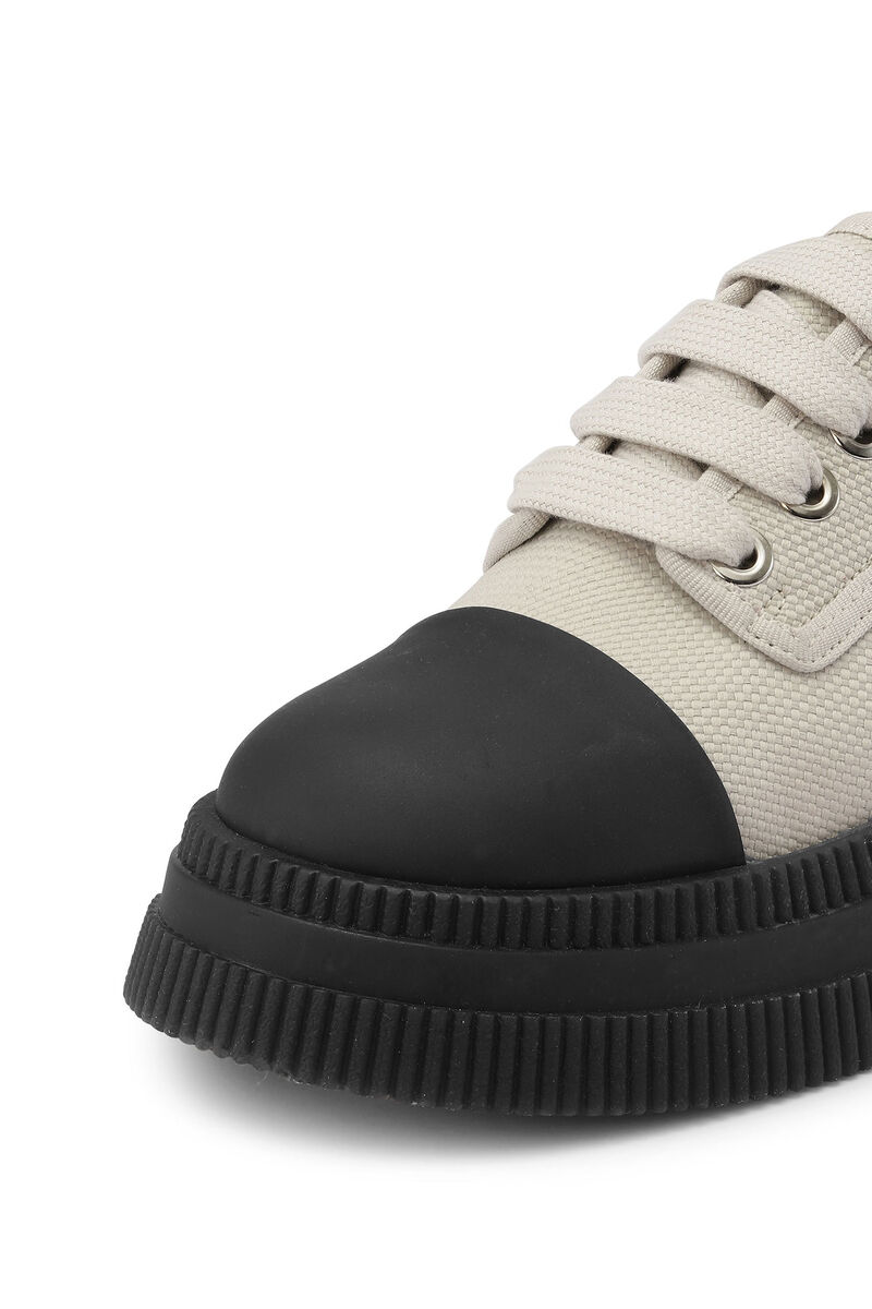 Creepers Canvas Lace-Up Derbys, Polyester, in colour Egret - 3 - GANNI