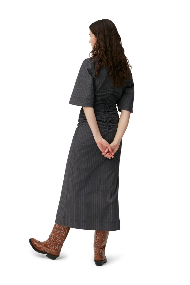 V-neck Maxi Dress, Elastane, in colour Sky Captain - 2 - GANNI