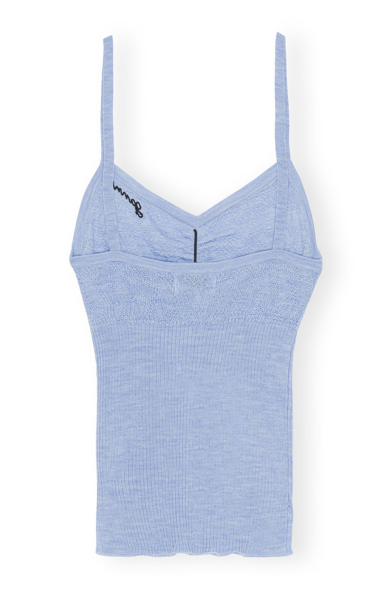 Merino Lace Strap Top, Merino Wool, in colour Ice Water - 2 - GANNI