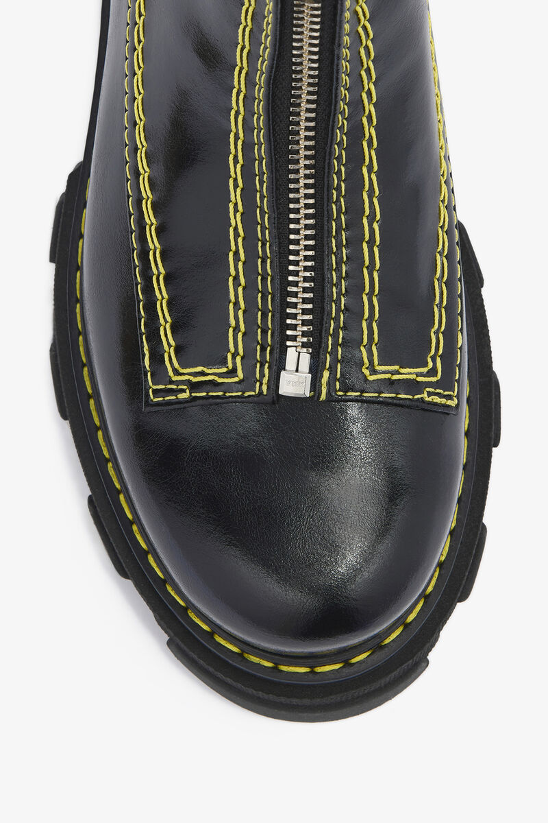 Cleated Boots in Black, Recycled Leather, in colour Black - 3 - GANNI