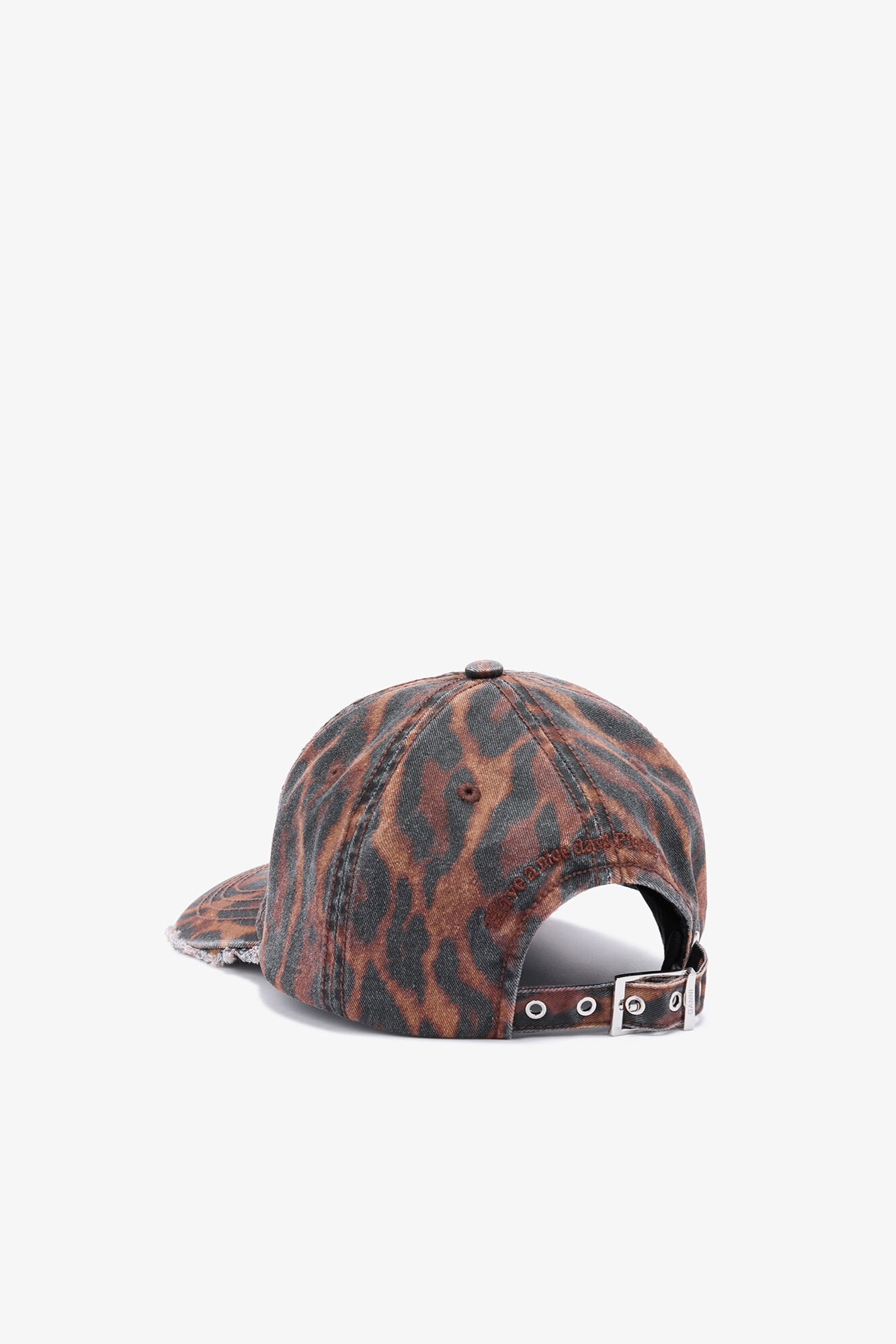 Cap in Ocelot Leopard, Organic Cotton, in colour Rawhide - 2 - GANNI