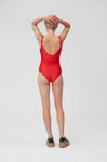 Smiley One-Piece Swimsuit, Elastane, in colour High Risk Red - 3 - GANNI