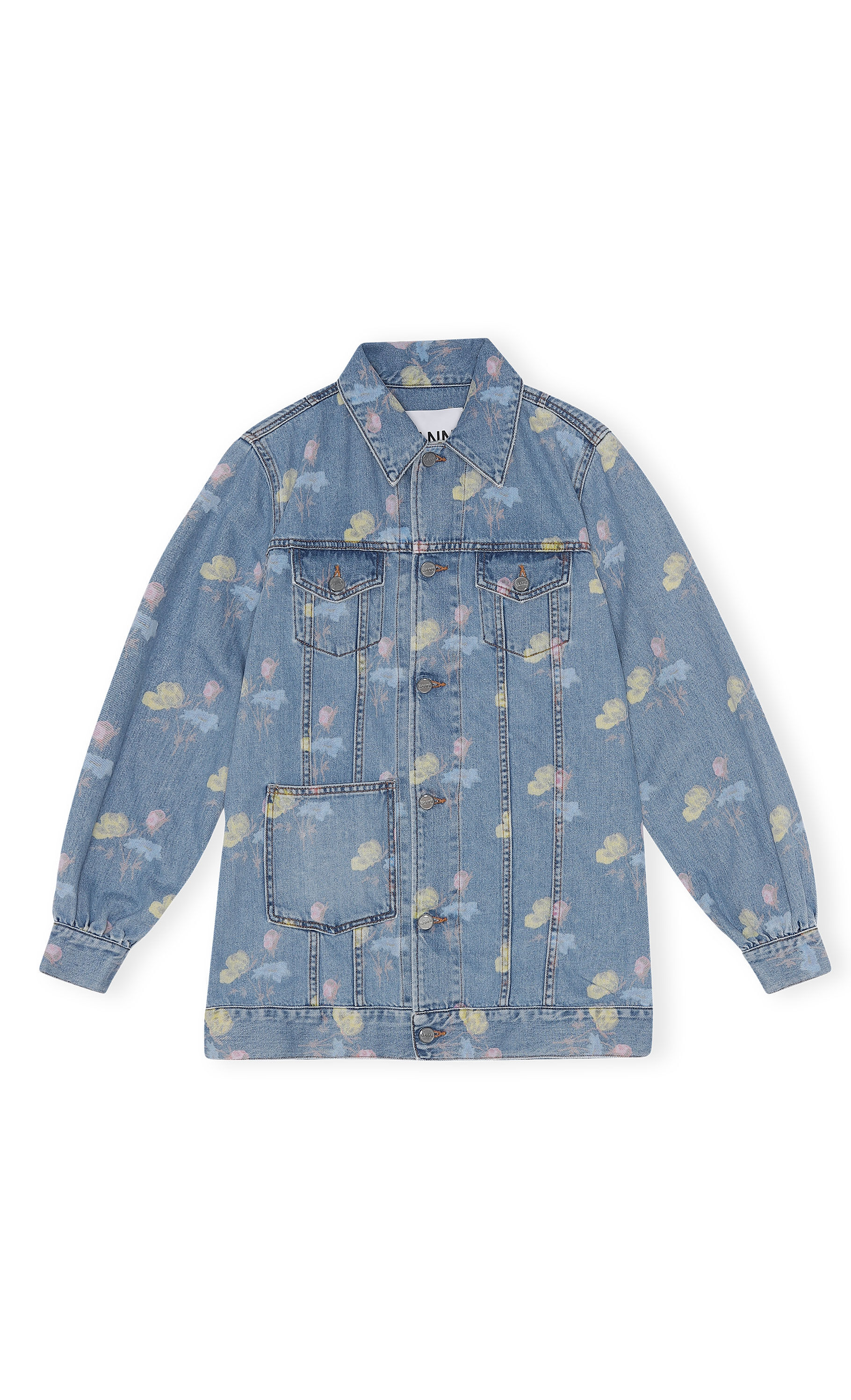 Bleach Blue Oversized Printed Denim 