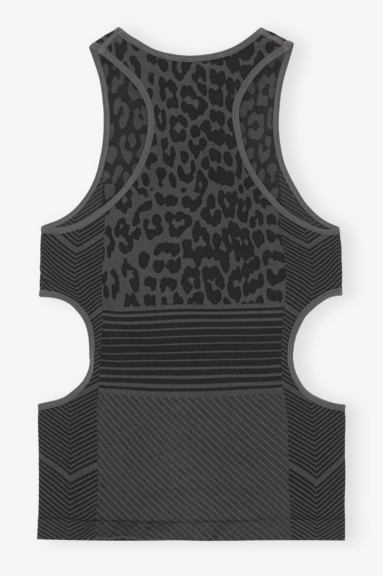 Seamless Jacquard Top, Polyester, in colour Black - 2 - GANNI