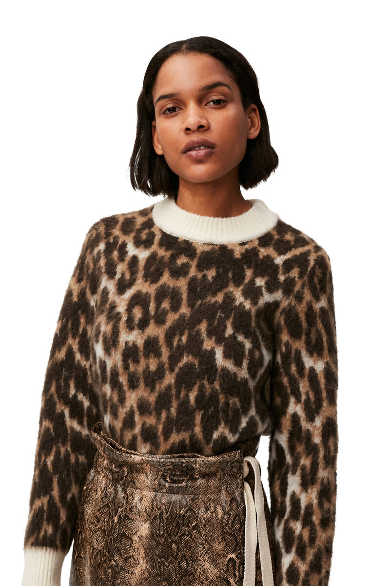 Leopard Pullover , Alpaca, in colour Starfish - 3 - GANNI