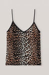 Rayon Underwear Slip Topp, Rayon, in colour Leopard - 1 - GANNI
