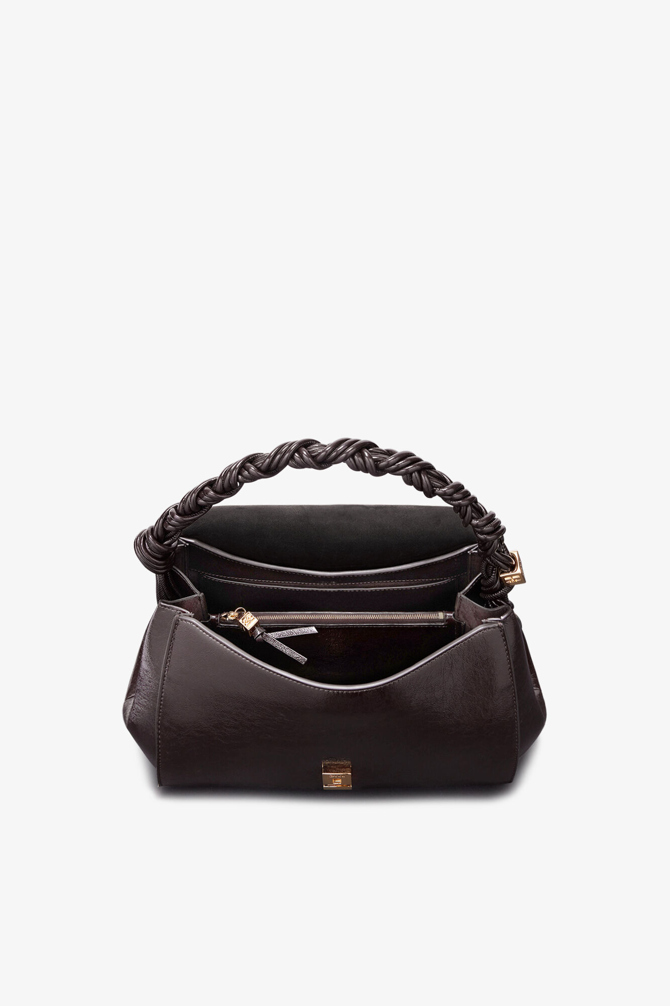 Very Bou Bag Shine in Brown, Polyester, in colour Demitasse - 3 - GANNI