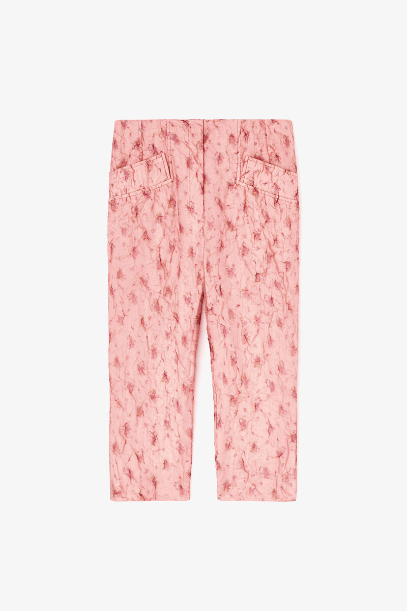 Capri Trousers in Shibori Organza, Recycled Polyester, in colour Lantana - 1 - GANNI