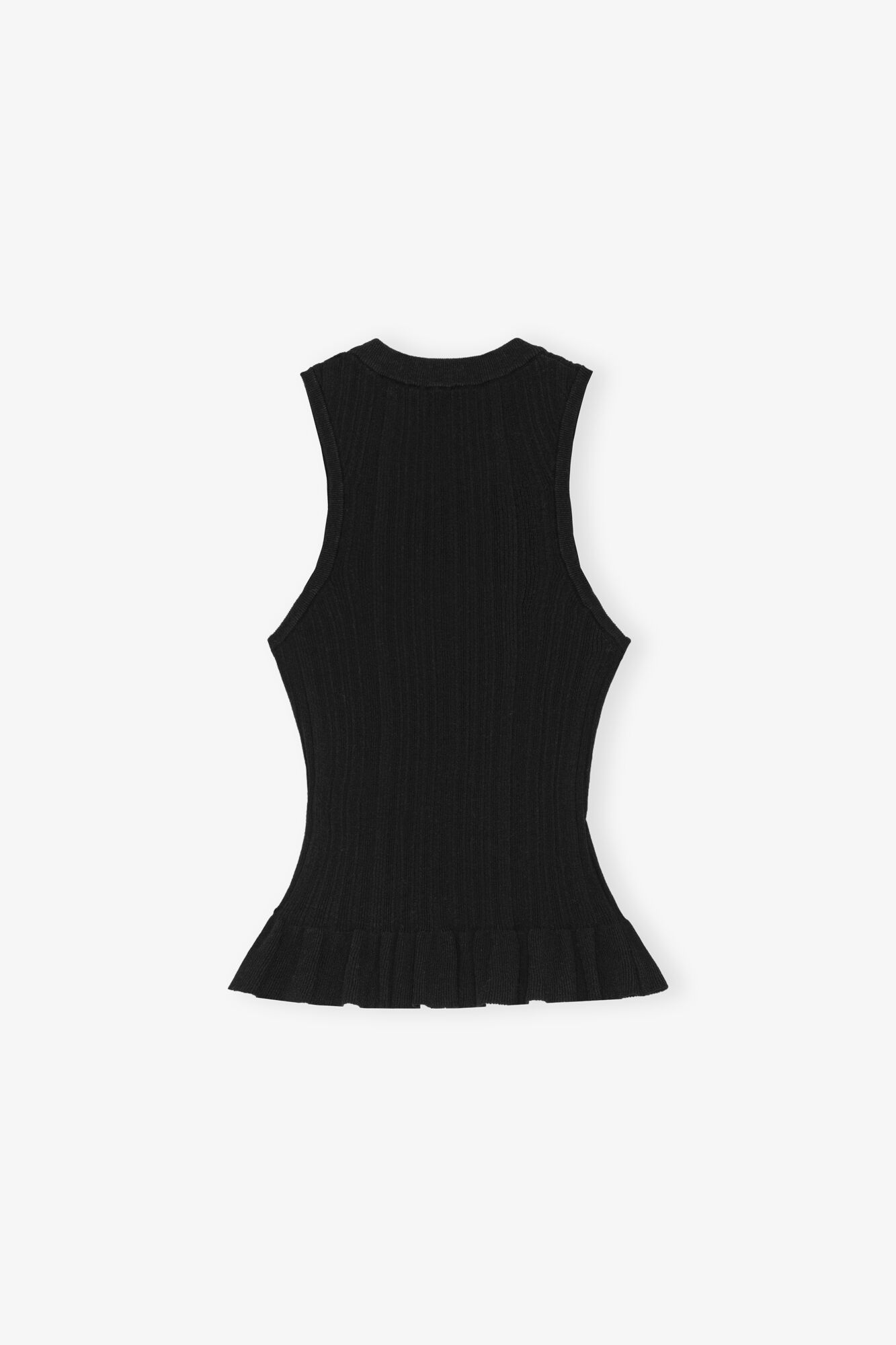 Black Rib Tank Top, Polyamide, in colour Black - 2 - GANNI
