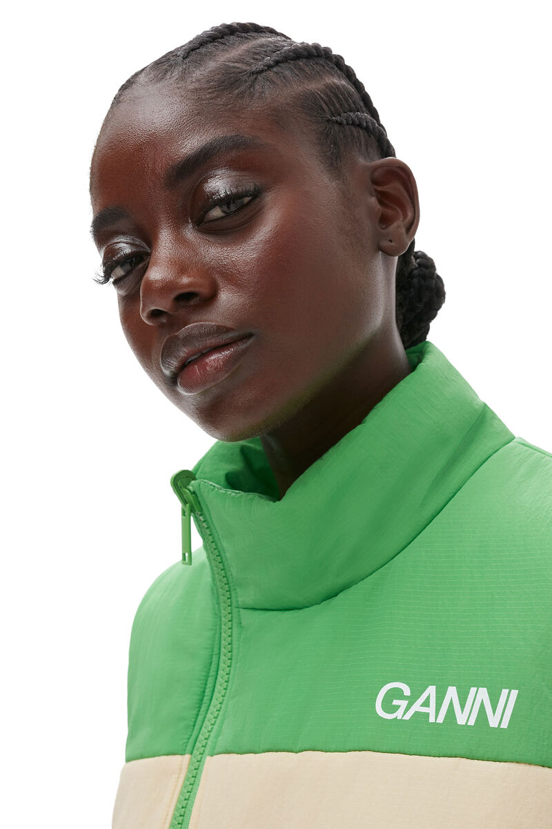 Light Tech Puffer Reversible Vest, Nylon, in colour Classic Green - 6 - GANNI