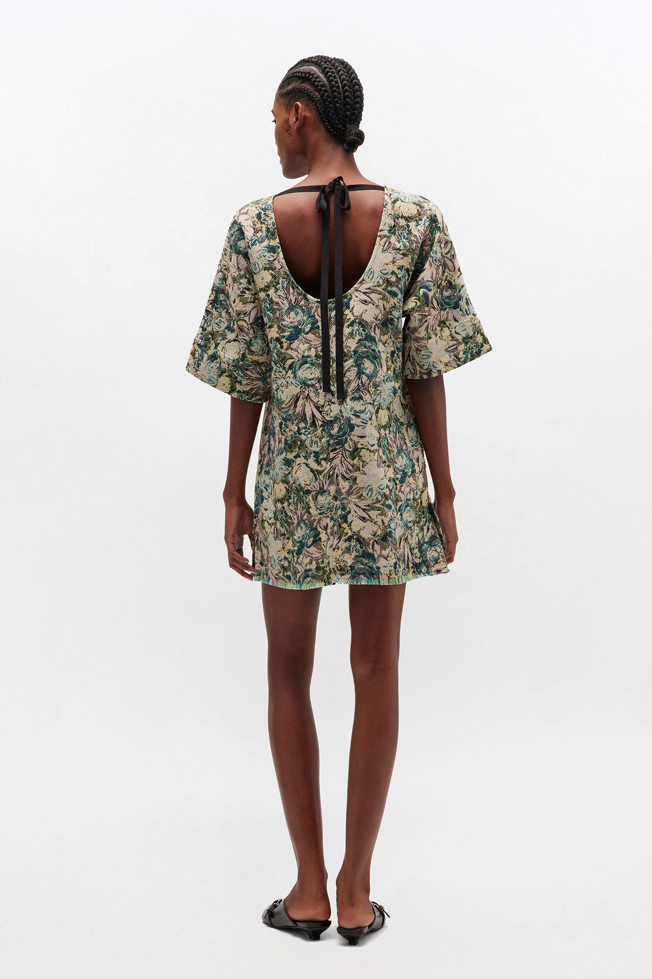 Robe kimono à motif tapisserie, Recycled Cotton, in colour Jadeite - 2 - GANNI