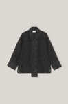 Jacquard Organza Wide Placket Shirt, Nylon, in colour Black - 1 - GANNI