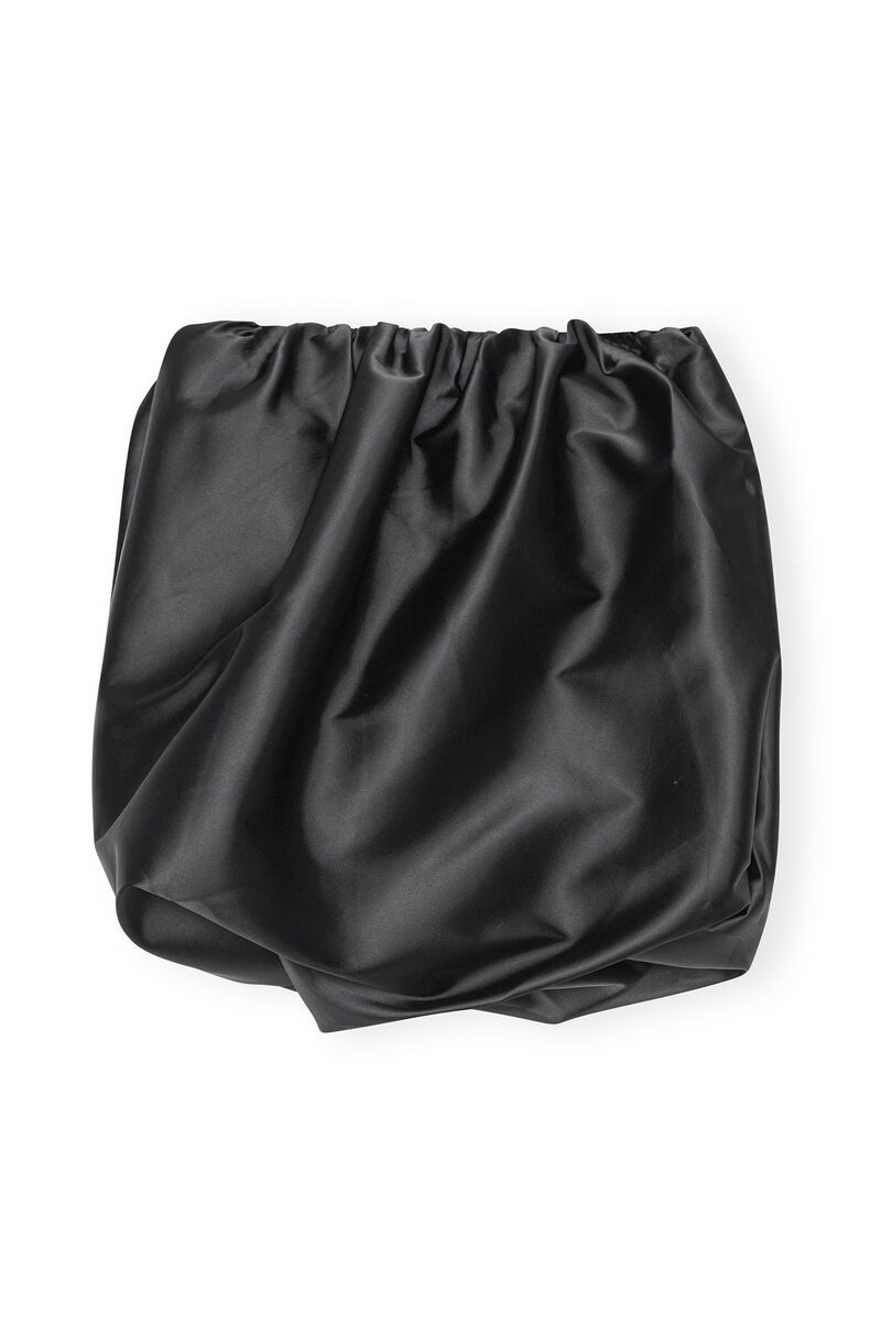 Black Double Satin Mini Skirt, Elastane, in colour Black - 2 - GANNI