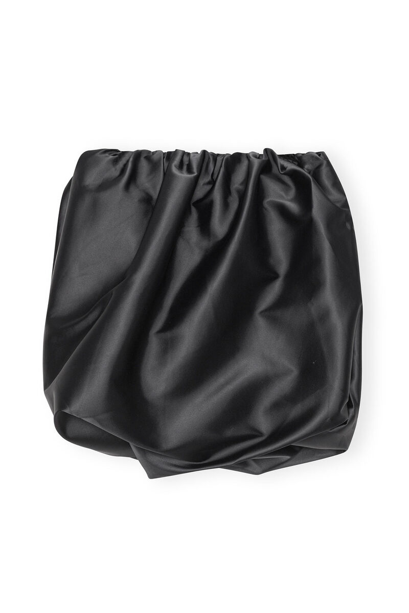 Black Double Satin Mininederdel, Elastane, in colour Black - 2 - GANNI