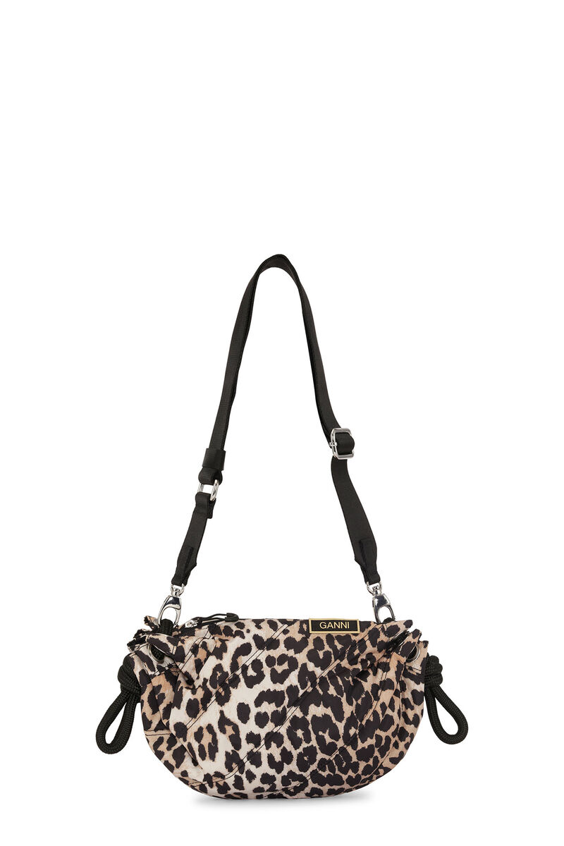 Kleine gesteppte Duffle Bag, Recycled Polyester, in colour Leopard - 1 - GANNI