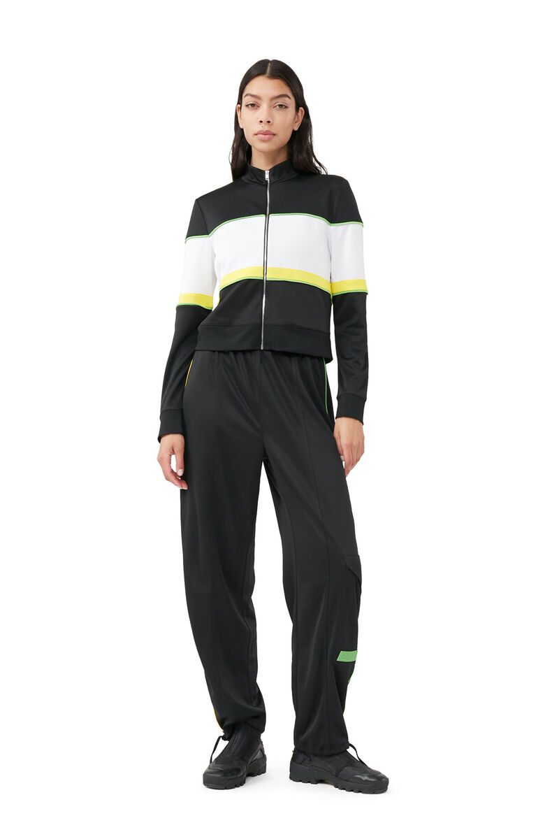 Sporty Jersey Tracksuit Jacket, Recycled Polyester, in colour Black - 1 - GANNI