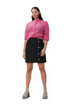 Asymmetrical Mini Skirt, Recycled Polyester, in colour Black - 1 - GANNI