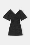 Ruched Mini Dress, Cotton, in colour Black - 1 - GANNI