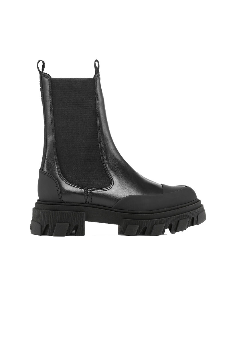 Mid Chelsea Boots, Calf Leather, in colour Black - 1 - GANNI