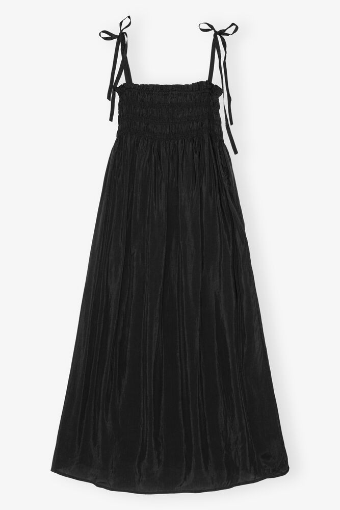 Robe Black Viscose Habotai Midi Smock Strap, Black