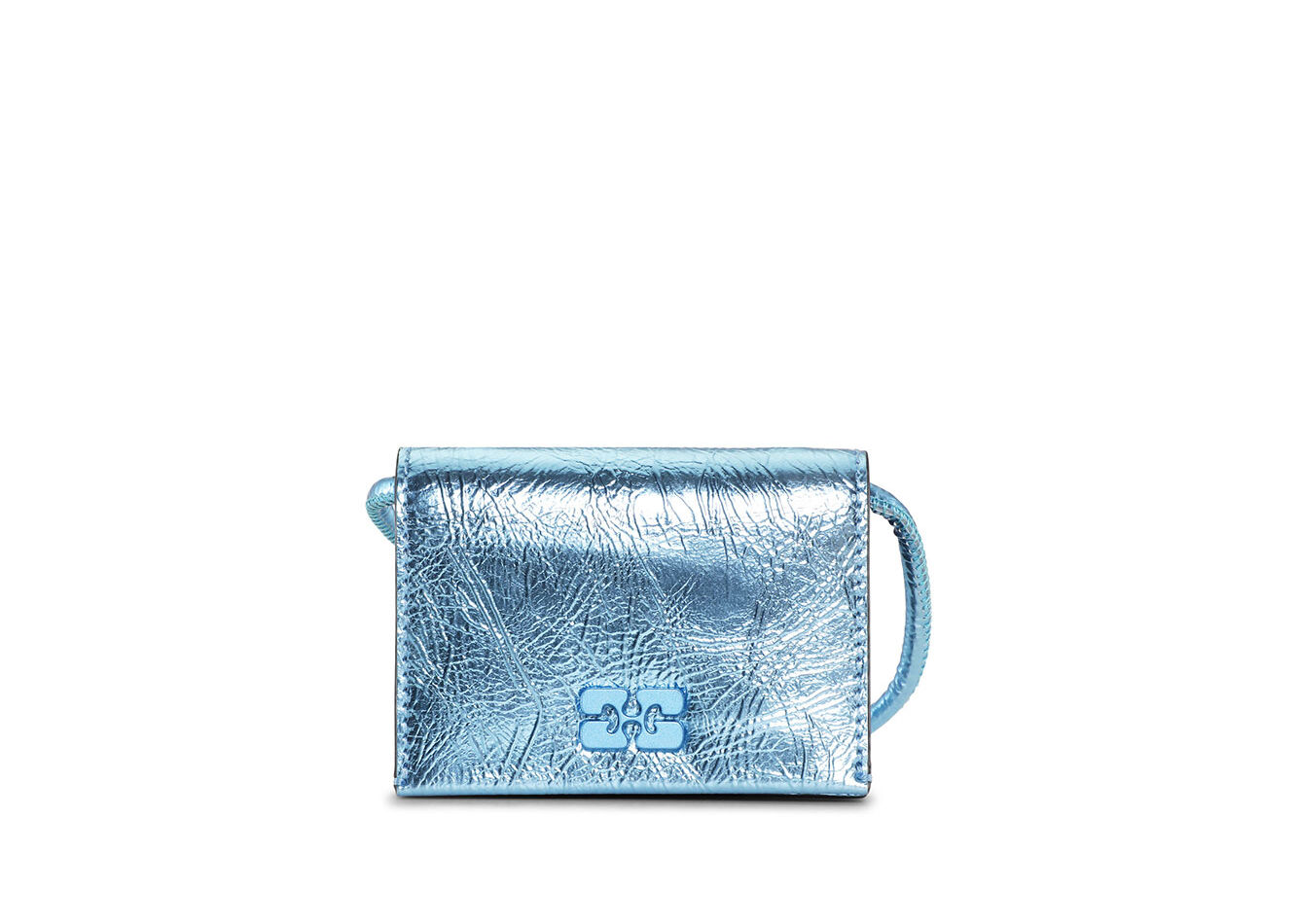 Blue Metallic GANNI Bou plånbok med rem, in colour Blue Curacao - 1 - GANNI