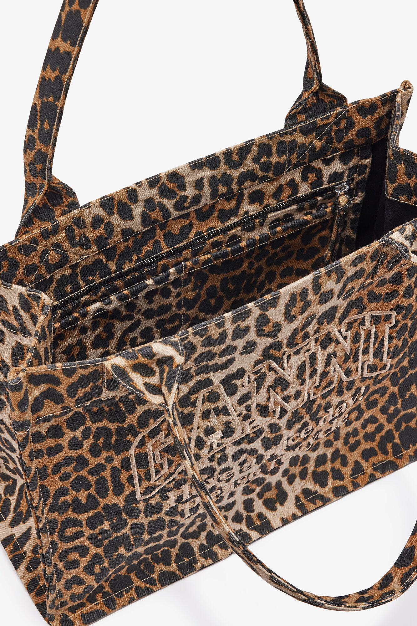 Leopard Leopard Large Canvas Tote Bag | GANNI US