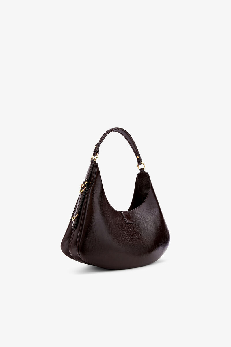 Small Kat Bag Shine in Brown, Polyester, in colour Demitasse - 2 - GANNI