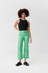 Jacquard Jacquard Cropped Pants, Polyester, in colour Island Green - 1 - GANNI