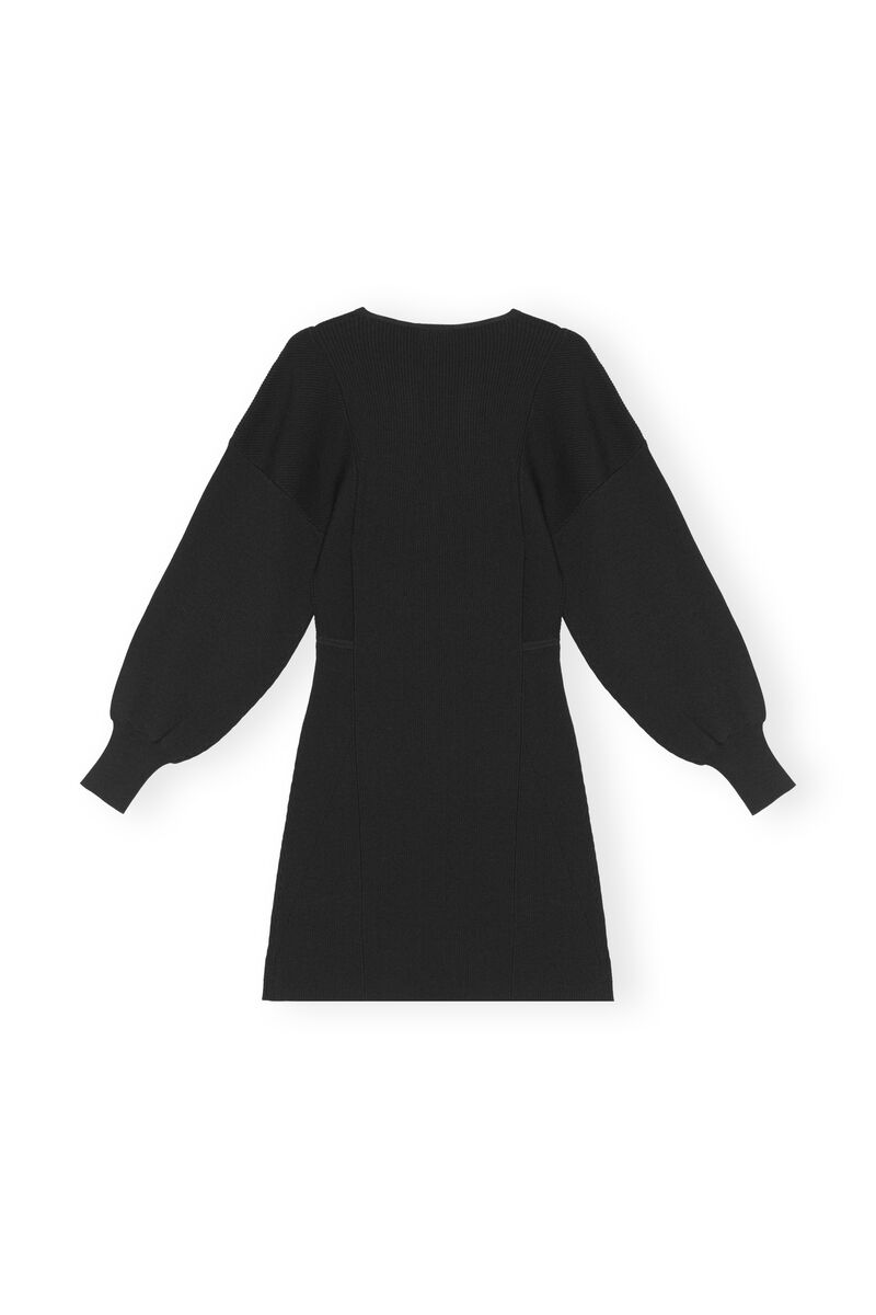 O-neck Mini Dress, in colour Black - 2 - GANNI