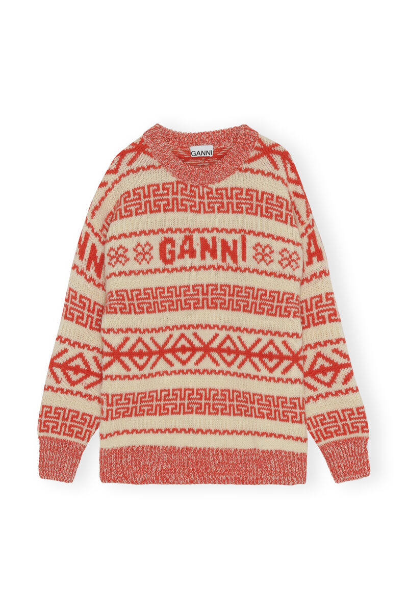 Uld Pullover , Organic Wool, in colour Egret - 1 - GANNI