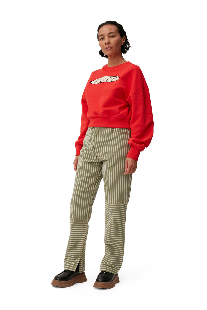 Artwork Sweatshirt, Cotton, in colour Fiery Red - 1 - GANNI