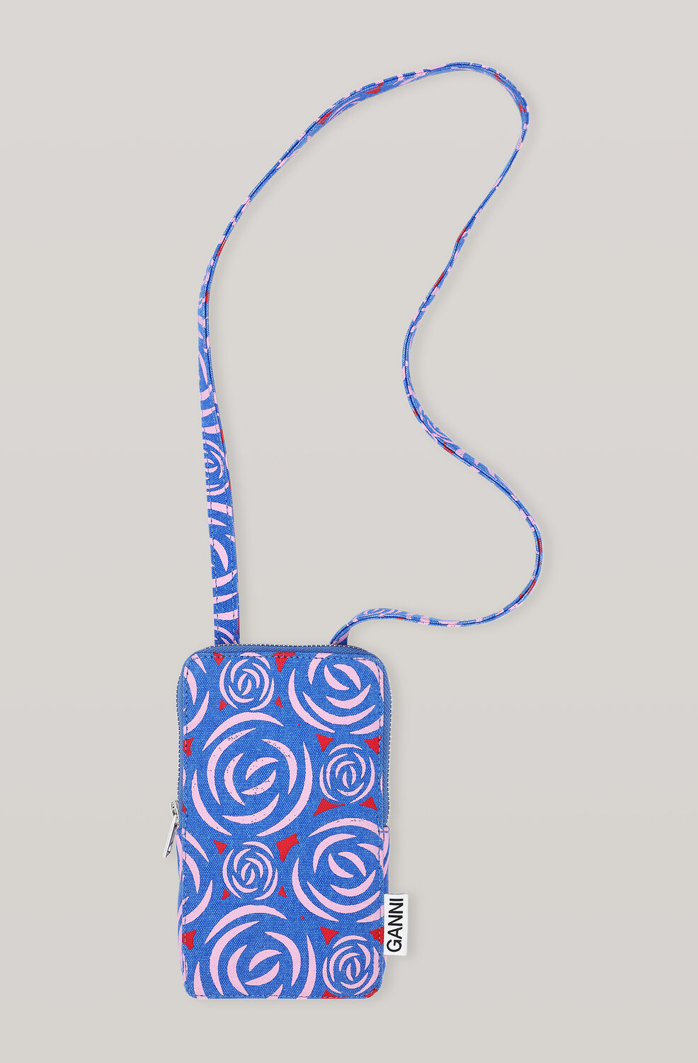 Ganni Cotton Canvas Phone Bag,Flower Print