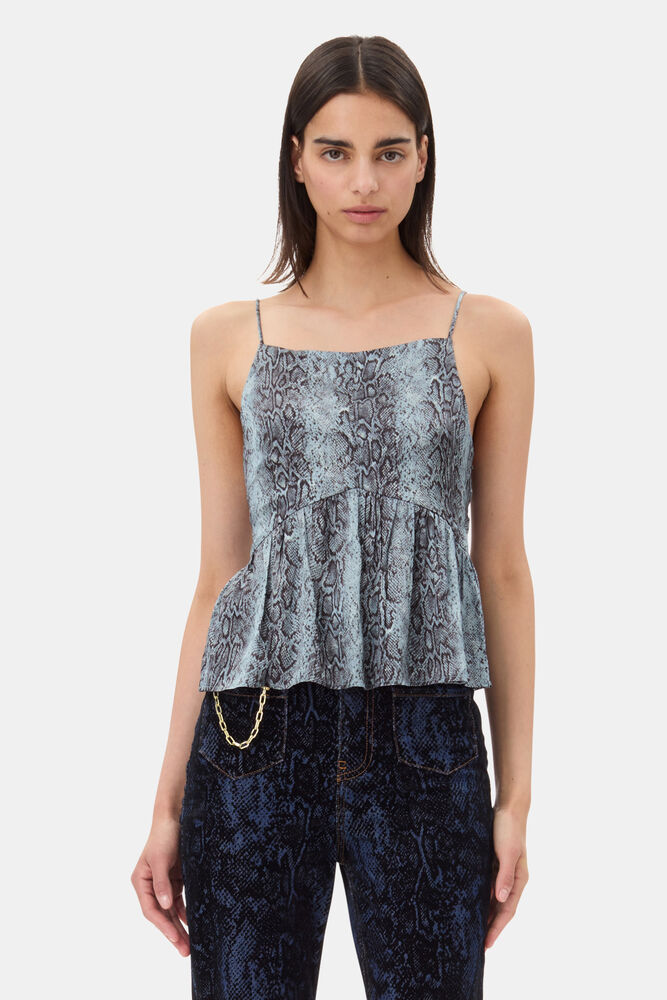 Blue Snake Print topp, Celestial Blue