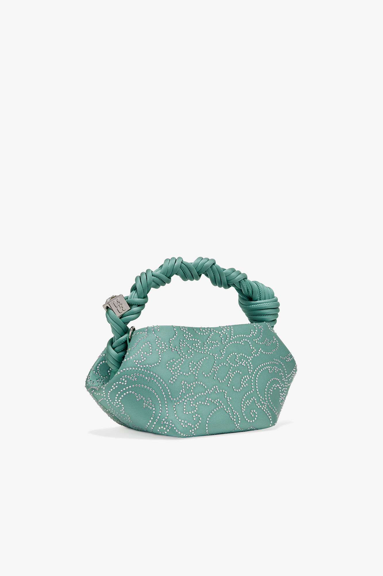 Green Rhinestone Mini GANNI Bou Bag, Recycled Polyester, in colour Brook Green - 2 - GANNI
