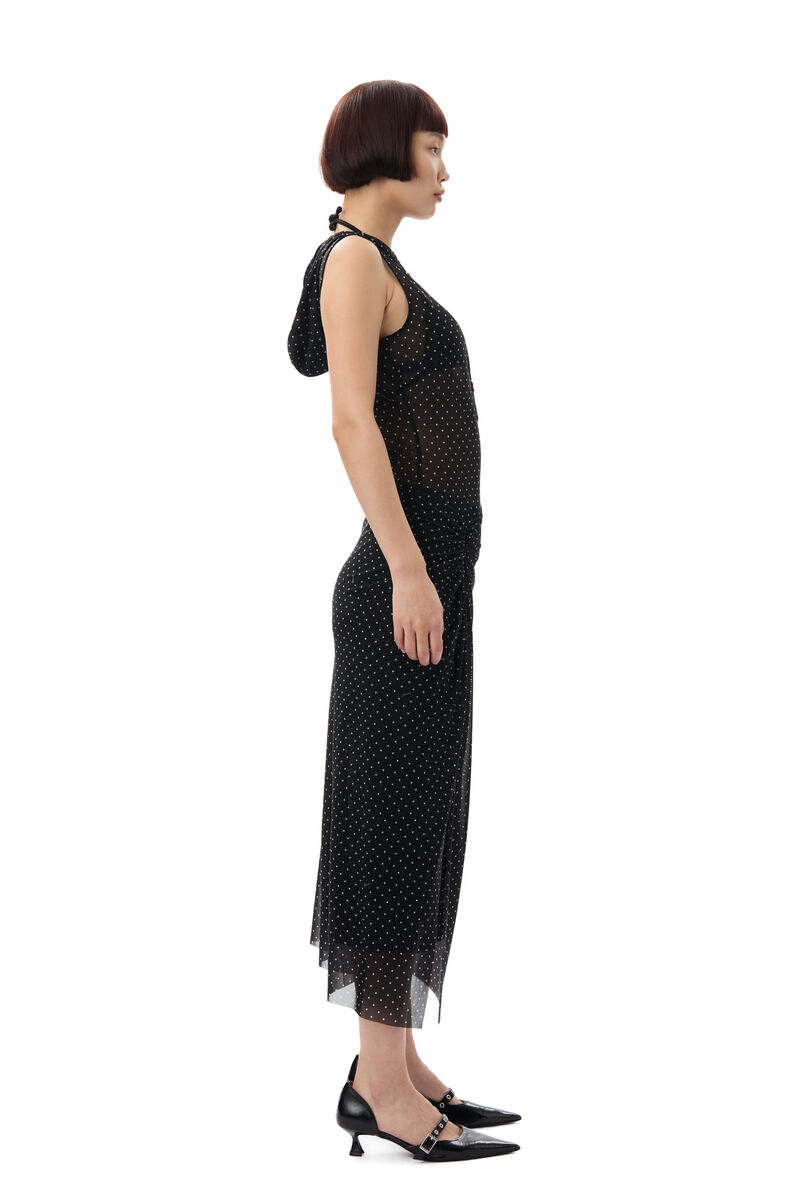 GANNI x Paloma Elsesser Printed Mesh Sleeveless Layer Dress, Recycled Nylon, in colour Black - 7 - GANNI