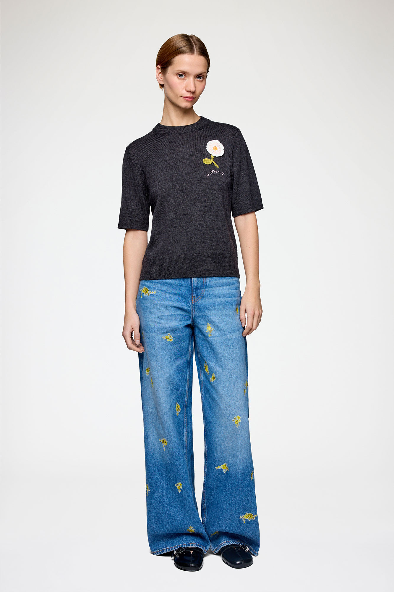 Tee in Merino, Wool, in colour Phantom - 2 - GANNI