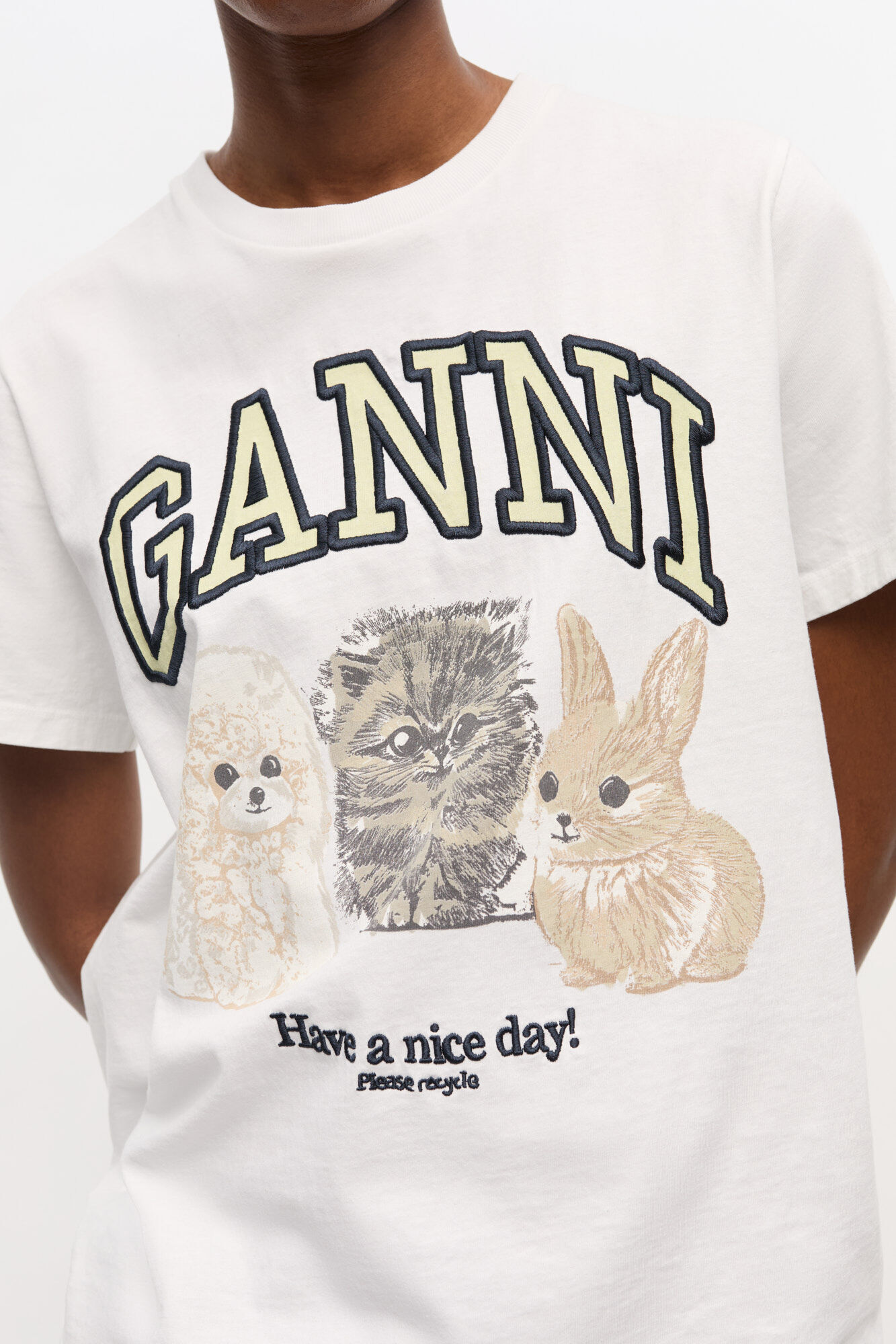 White Animal Print T-shirt | GANNI NL