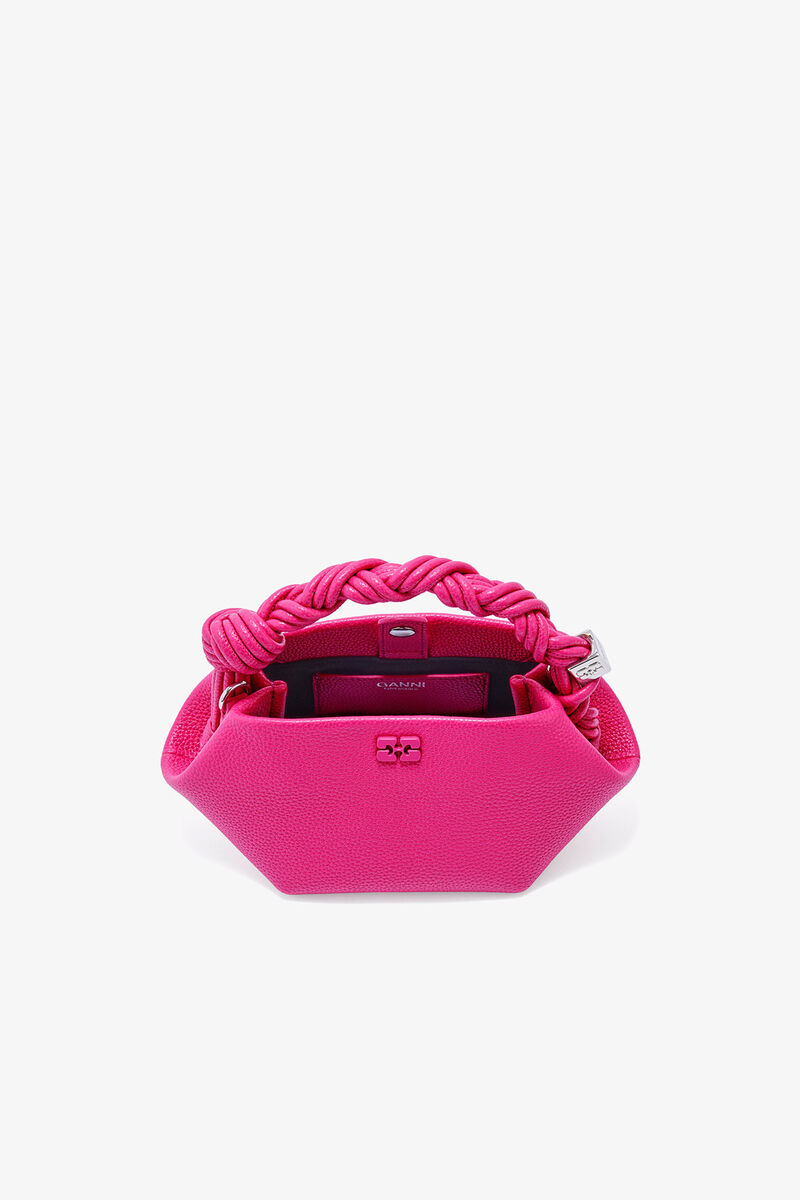 Mini Bou Bag in Pink, Recycled Polyester, in colour Cabaret - 3 - GANNI