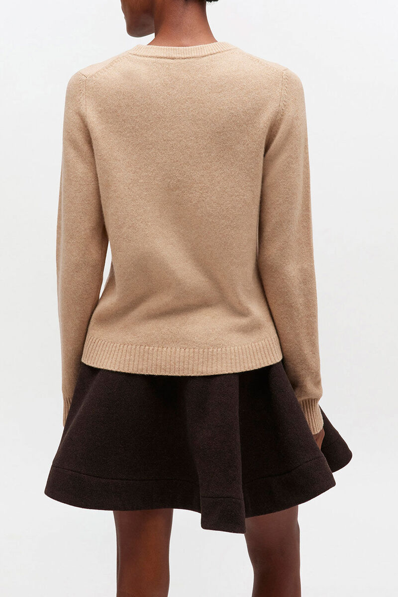 Graphic Wool Sweater, Wool, in colour Camel - 3 - GANNI