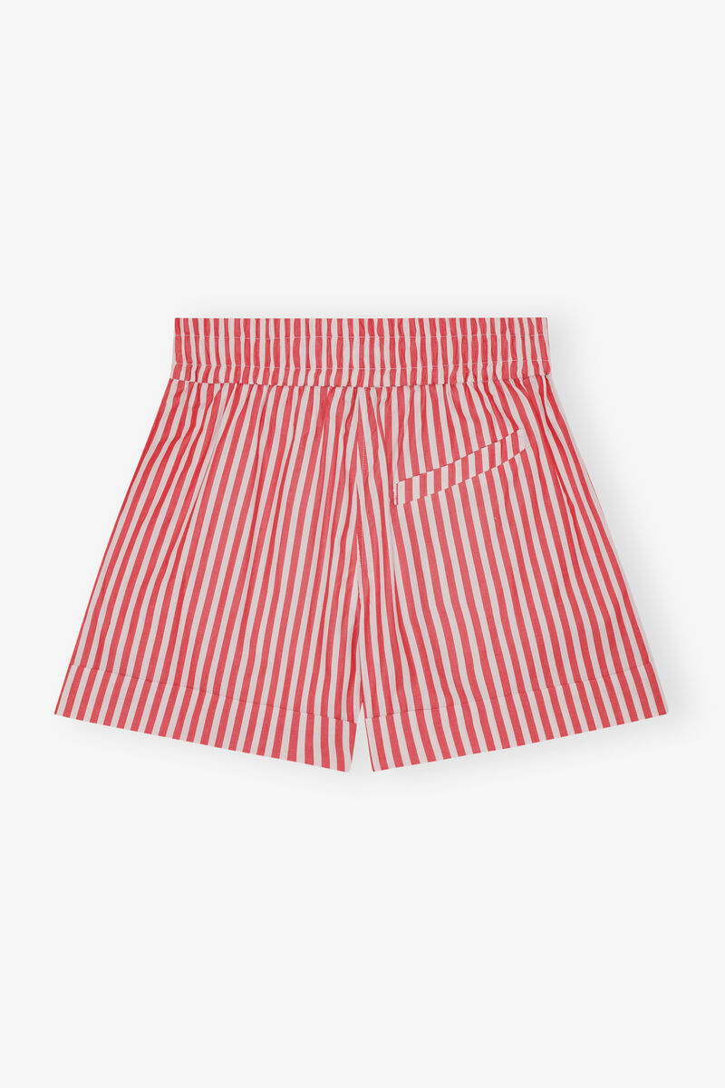 Red Stripe Cotton Shorts, Cotton, in colour Barbados Cherry - 2 - GANNI