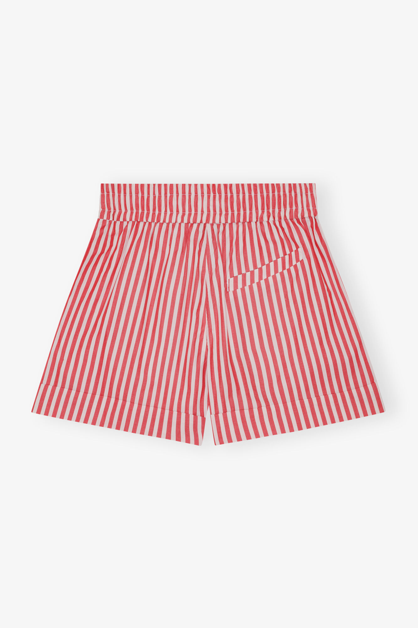 Red Stripe Cotton Shorts, Cotton, in colour Barbados Cherry - 2 - GANNI