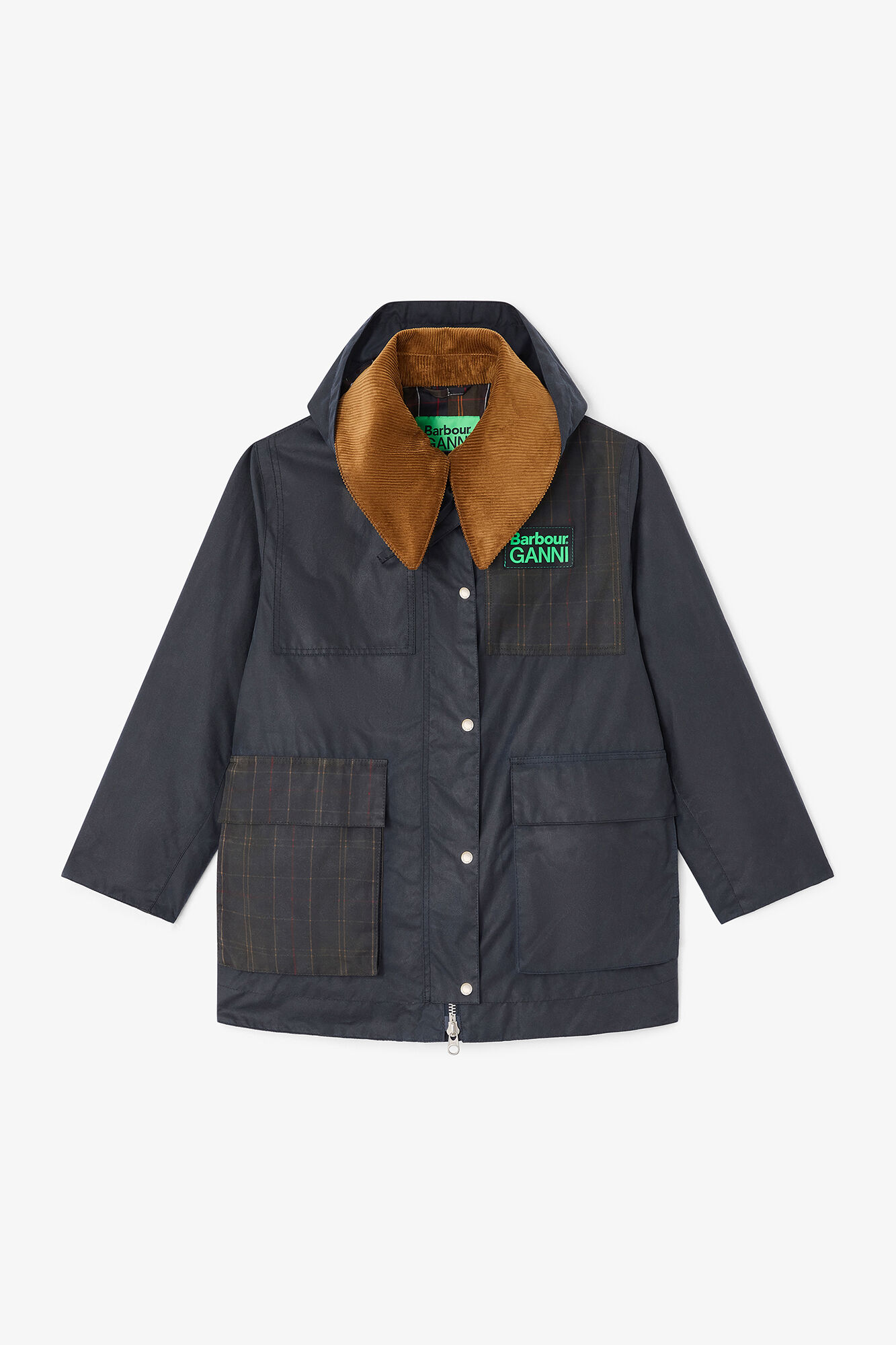 Waxed Jacket in Blue, Cotton, in colour Sky Captain - 1 - GANNI