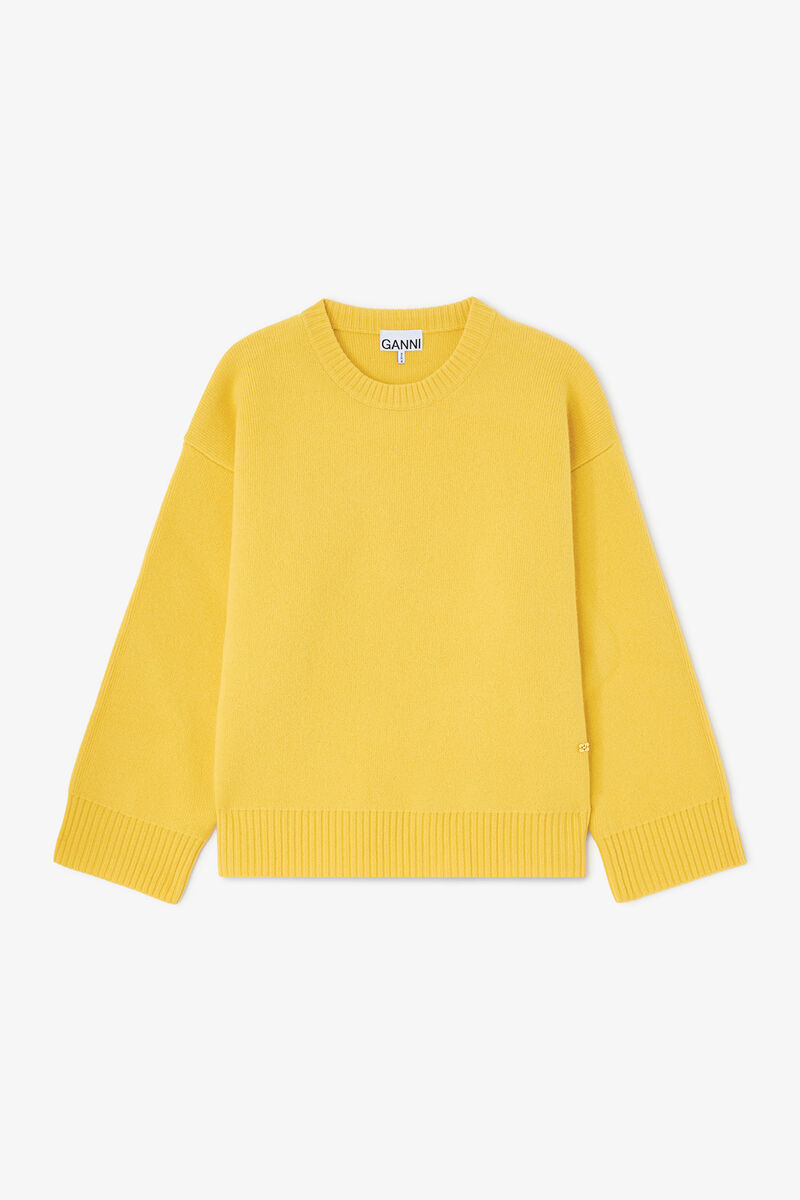 Jumper in Yellow Knit, Wool, in colour Lemon - 1 - GANNI