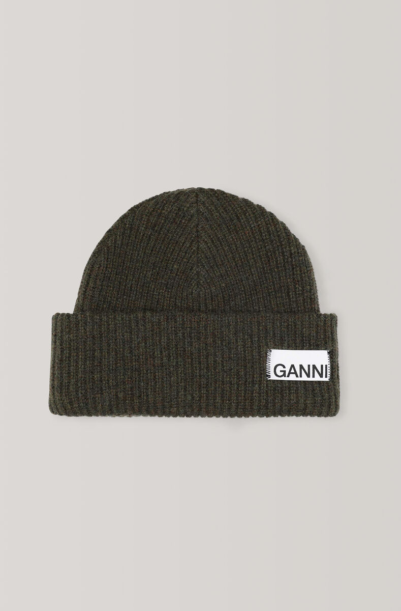 Strikket hat, Wool, in colour Kalamata - 1 - GANNI