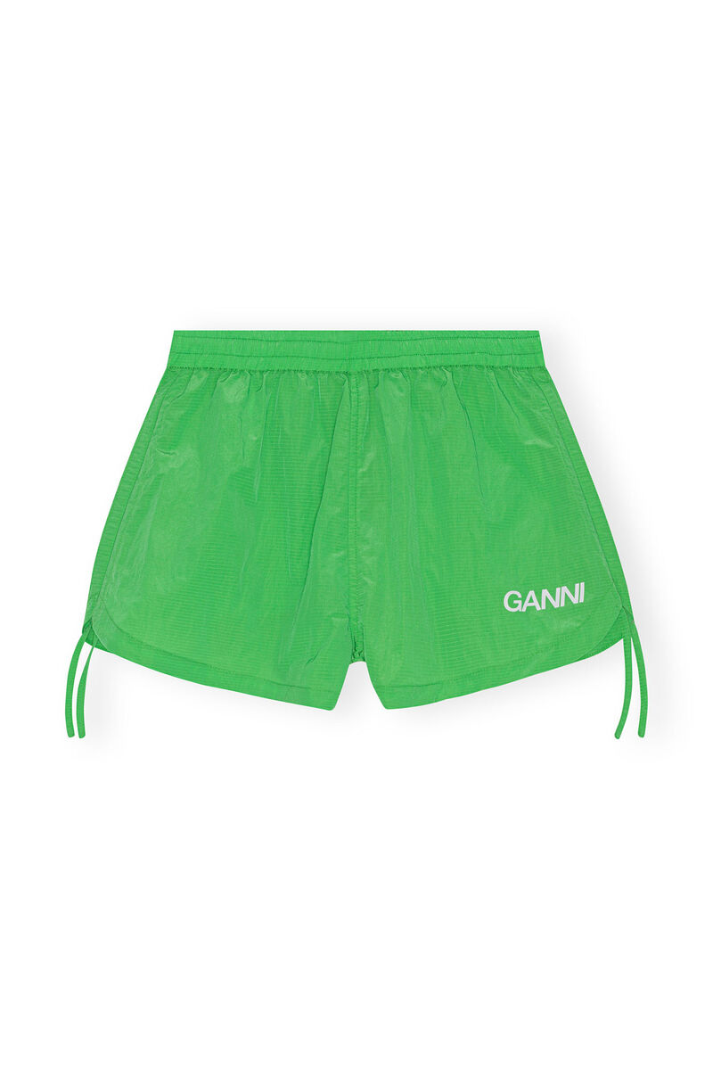 Light Tech Drawstring Shorts, Nylon, in colour Classic Green - 1 - GANNI