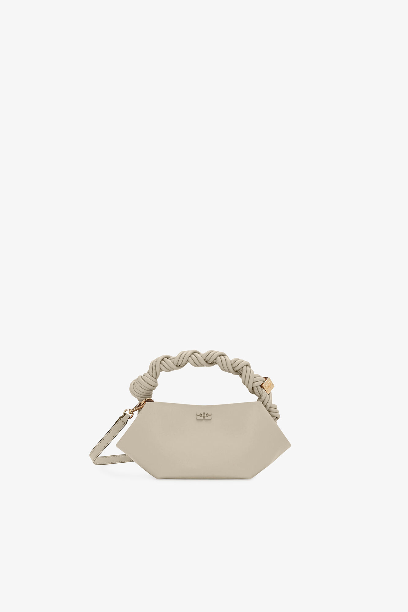 Light Grey Mini Bou Bag, Recycled Leather, in colour Oyster Gray - 1 - GANNI