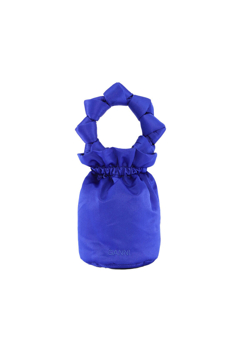 Mini posetaske med knuder af satin, Polyester, in colour Daphne - 1 - GANNI